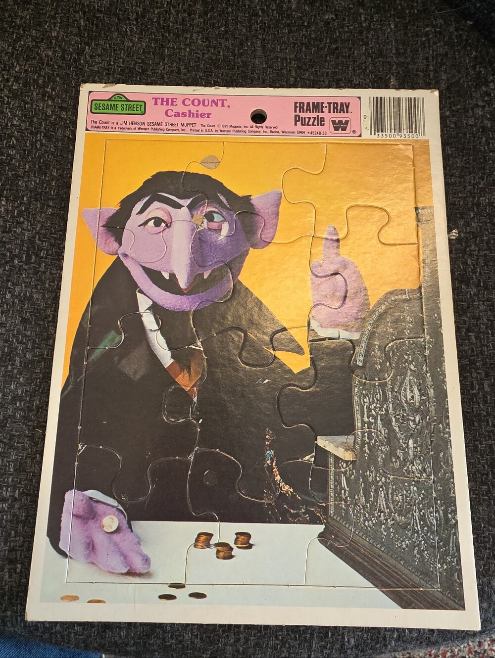 1981 Whitman Frame-Tray Puzzle Sesame Street The Count Cashier